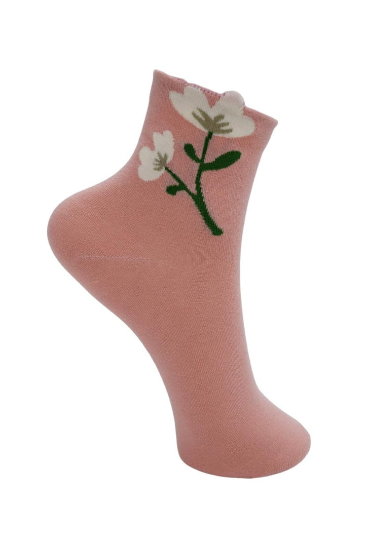 Black Colour - Bcdeena Flower Sock 4365 - Lt. Rose