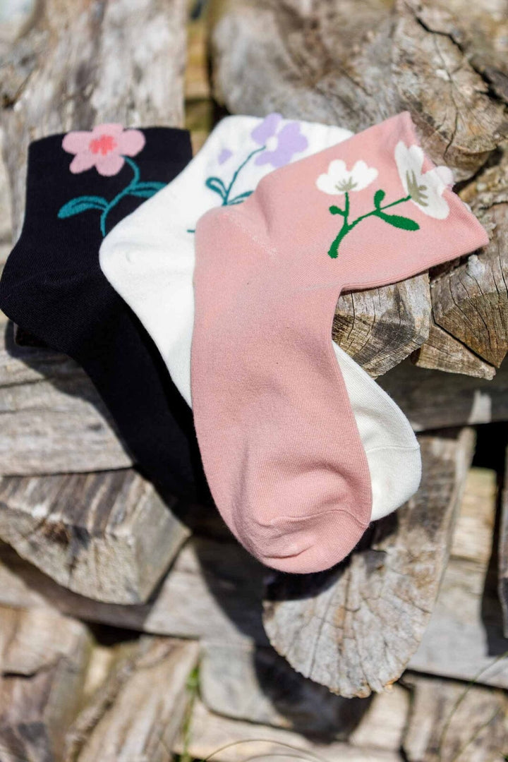 Black Colour - Bcdeena Flower Sock 4365 - Lt. Rose