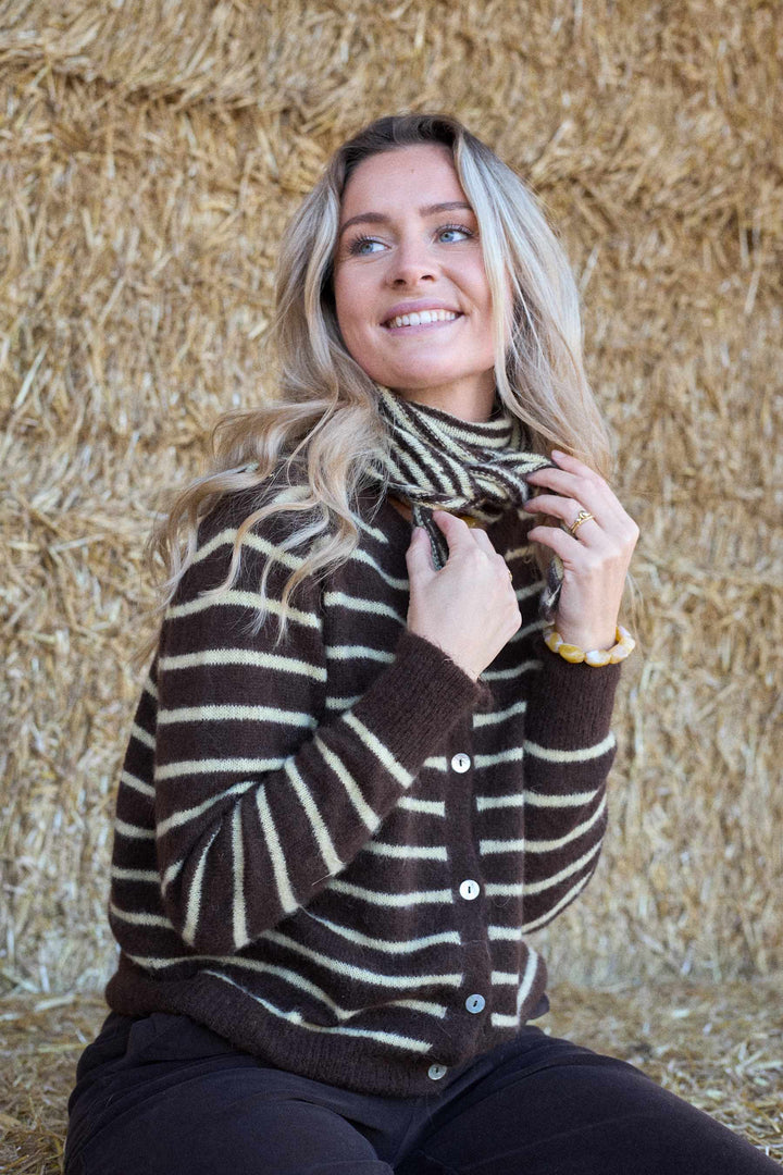 Black Colour - Bcdell Mini Stripe Scarf 208394 - Mocca Tørklæder 