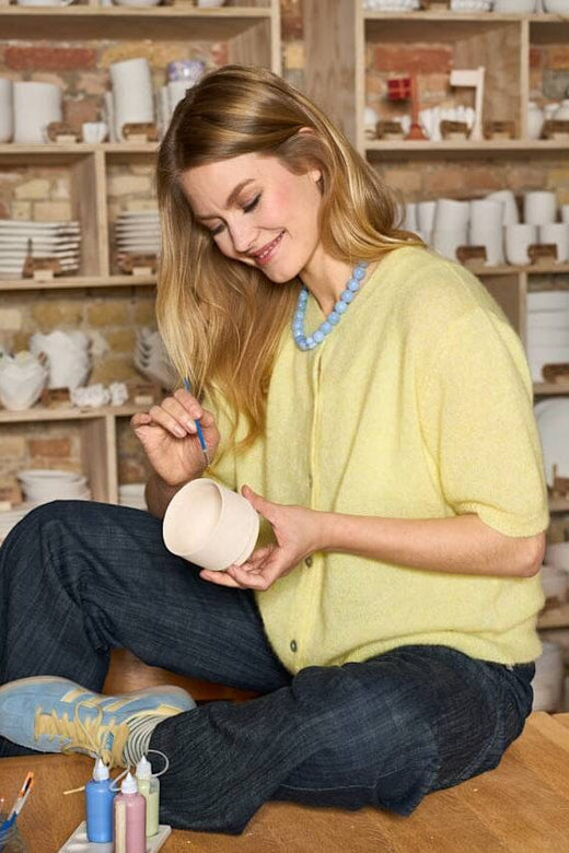 Black Colour - Bcdell Ss Cardigan 1253 - Lt. Yellow Cardigans 