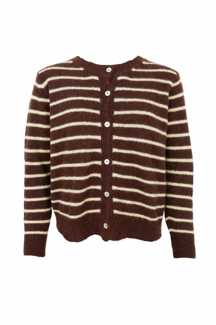 Black Colour - Bcdell Striped Knit Cardigan 1197 - Mocca Cardigans 