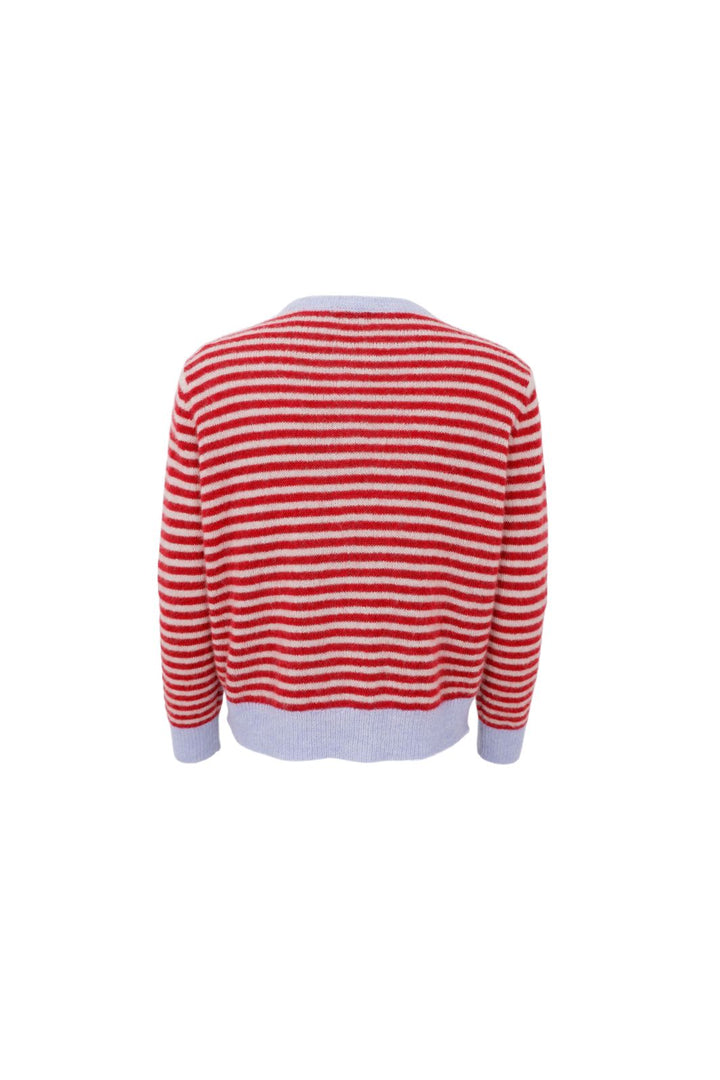Black Colour - Bcdell Striped Knit Cardigan 1245 - Red