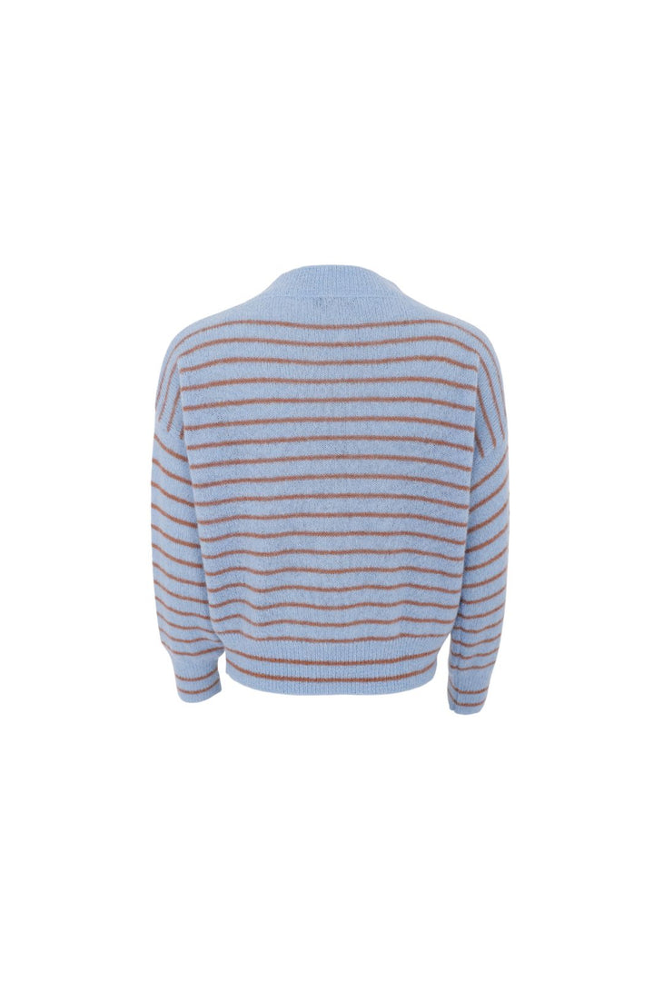Black Colour - Bcdell Striped V-Neck Jumper 1240 - Lt. Blue