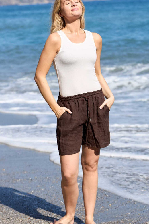 Black Colour - Bcmelina Linen Shorts 40575 - Coffee Shorts 