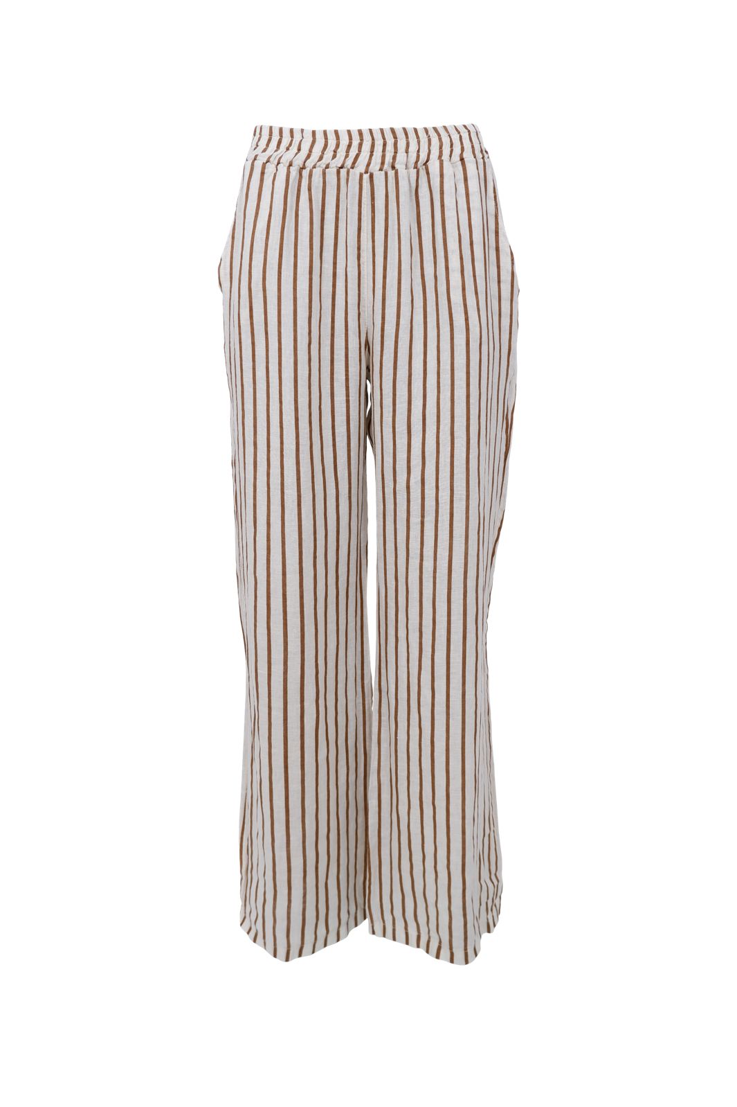 Black Colour - Bcmelina Wide Linen Pant 41114 - Camel Stripe