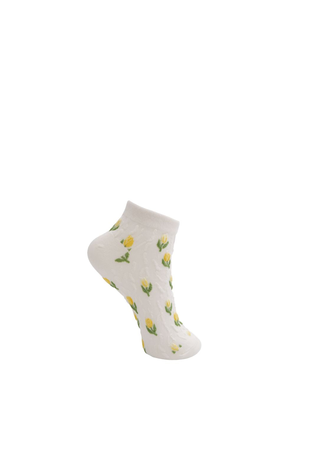 Black Colour - Bcphilomine Anclet Sock 8523 - Yellow Flower