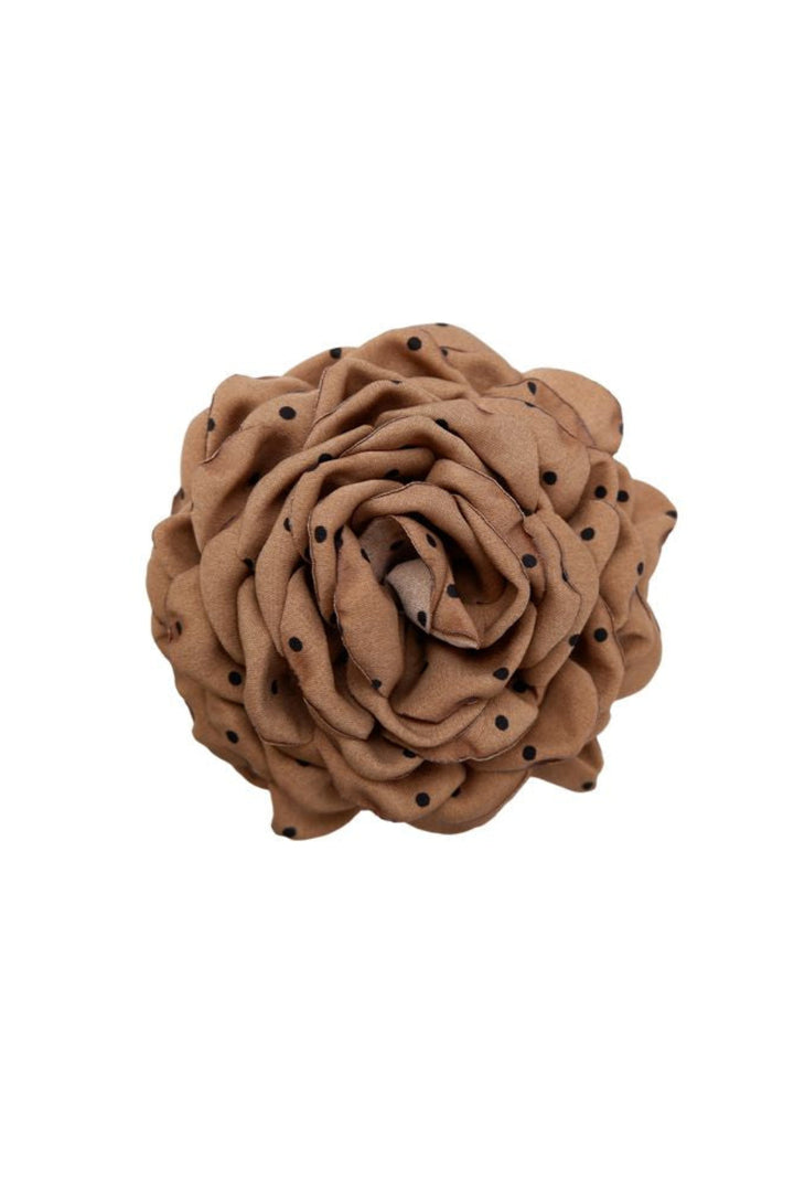 Black Colour - Bcvilla Mega Flower Hair Claw 6027 - Nougat W. Dots