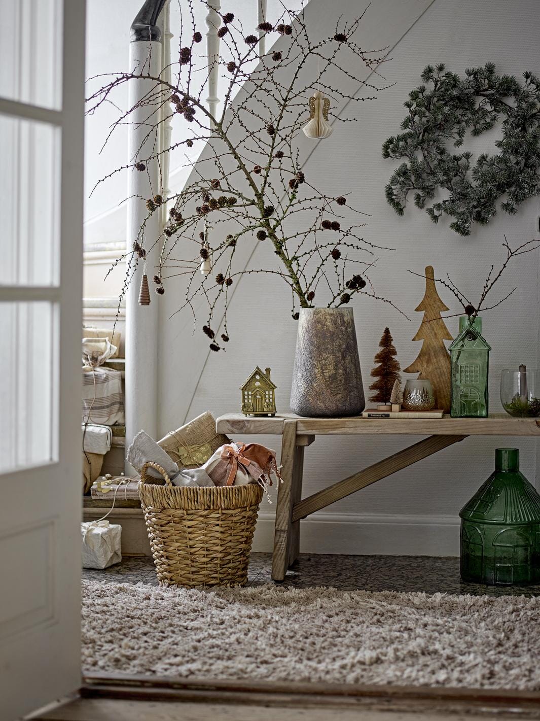 Bloomingville - Cedar Krans, Grøn, Kunstige Blomster 82061260 - Green