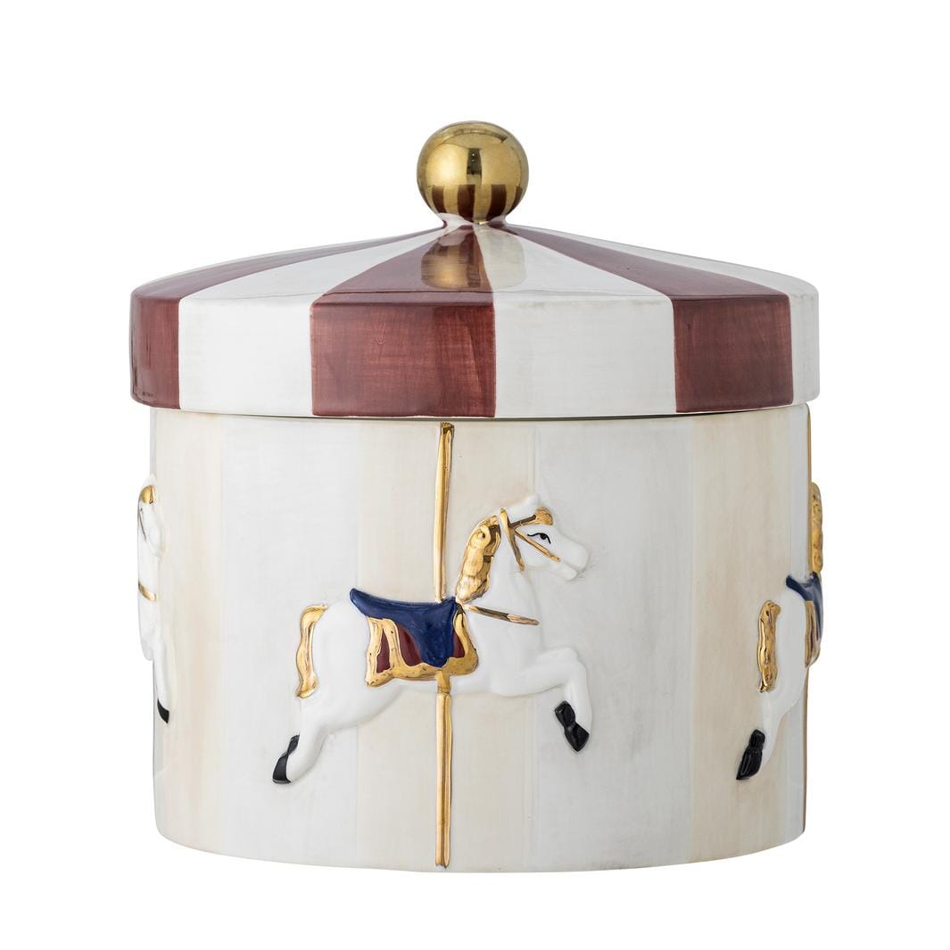 Bloomingville - Merry-go-round Krukke m/låg, Rød, Stentøj 82062829 - Red