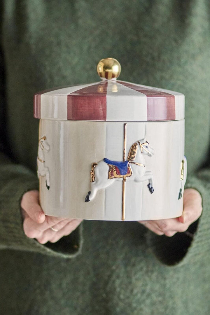 Bloomingville - Merry-go-round Krukke m/låg, Rød, Stentøj 82062829 - Red Interiør 