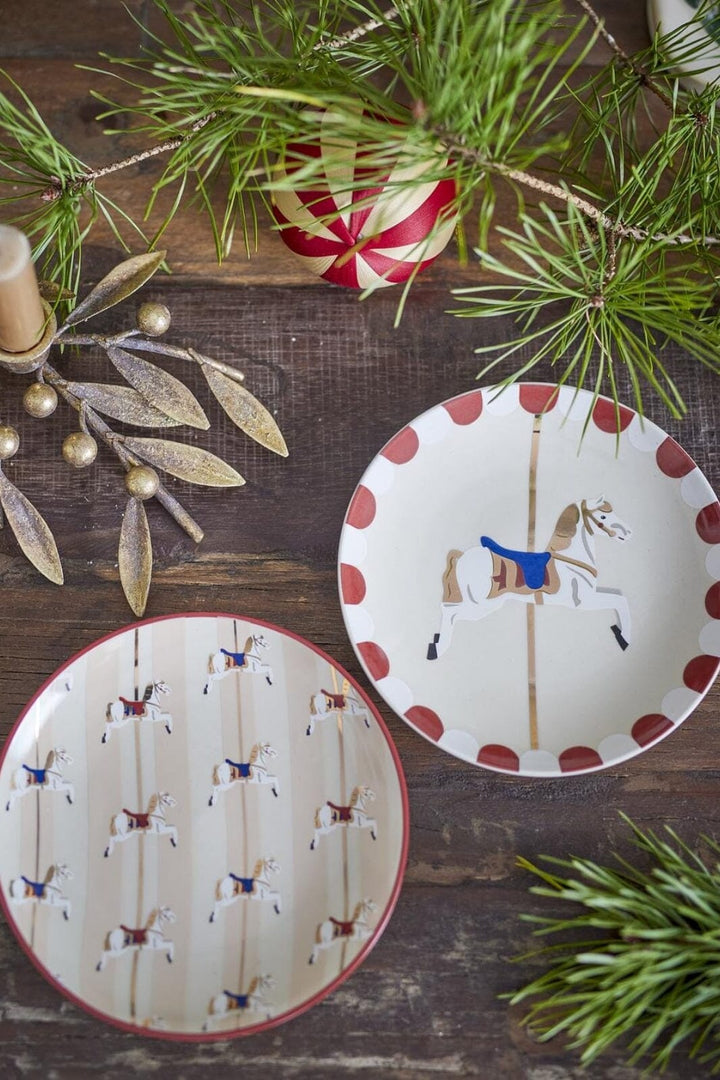 Bloomingville - Merry-go-round Tallerken, Rød, Stentøj 82062866 - Red Køkkentilbehør 