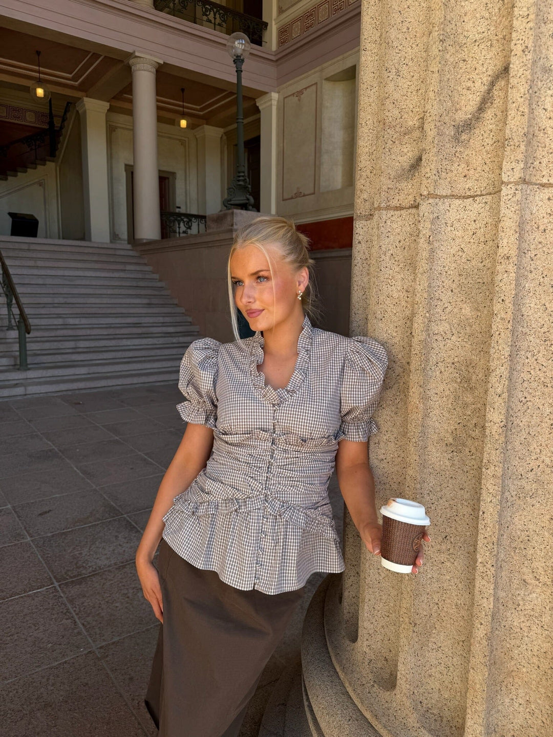 BYIC - Arielic Blouse A25272 - Brown Checks Bluser 