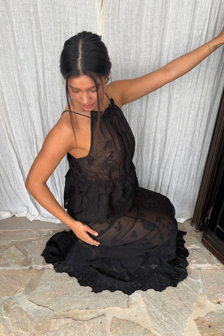 BYIC - Ellinoric Lace Maxi Skirt - vb Vintage Black Nederdele 