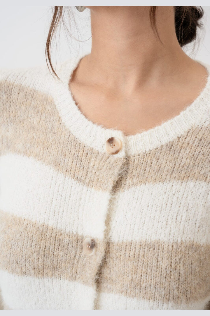 BYIC - Idunic Cardigan 8075 - Beige White Stripes