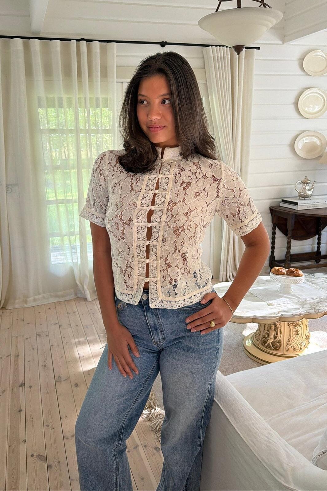 BYIC - Liljaic Ss Shirt A25297 - Off White Lace Skjorter 
