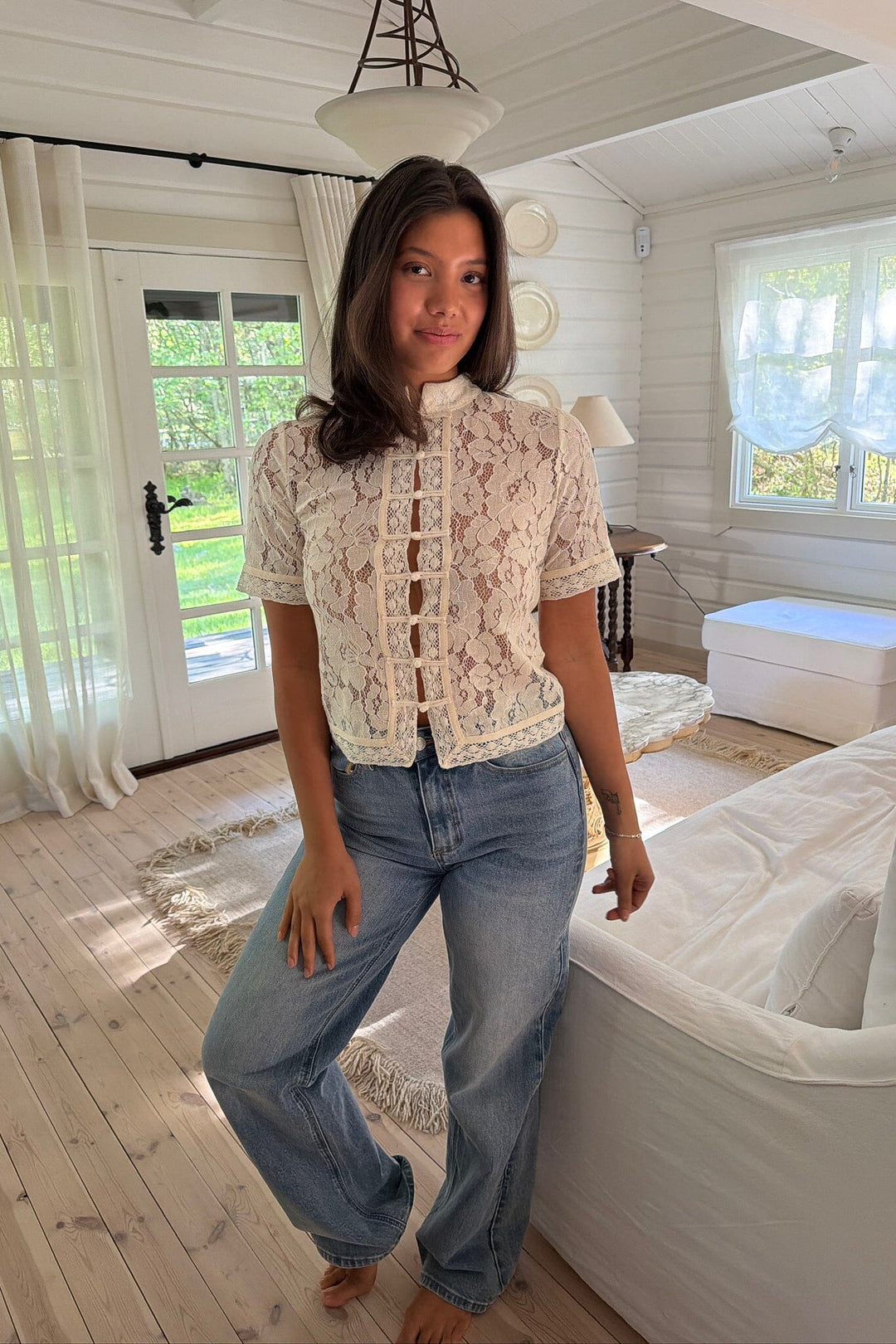 BYIC - Liljaic Ss Shirt A25297 - Off White Lace Skjorter 