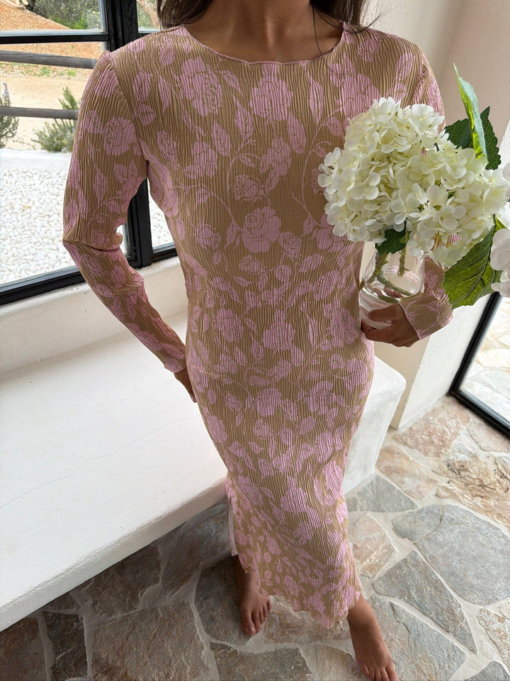 BYIC - Odaic Dress A1015 - Beige Pink Blossom Kjoler 