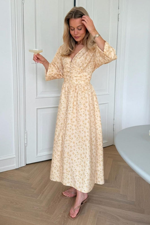 Forudbestilling - BYIC x Molly&My - Adelic Long Dress A2327 - Yellow Flower Print Kjoler 