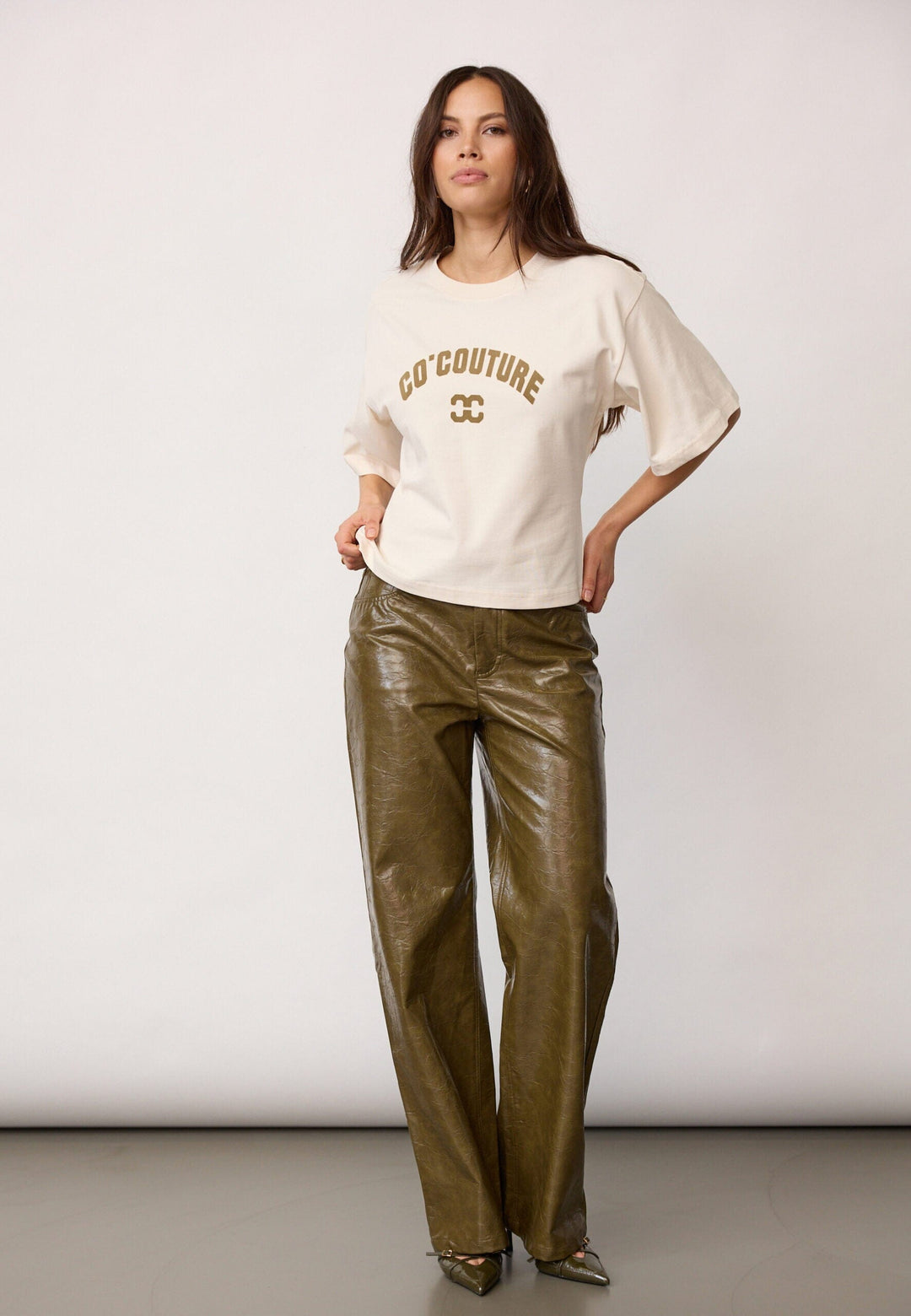 Co´Couture - 43013 Zengacc Tee O-Neck 500108 - 10040 - Pearl - Olive T-shirts 