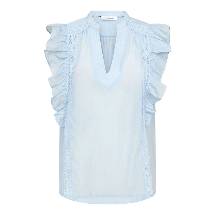 Co´Couture - Avicc Lace Ss V-Top 500168 - 40004 - Pale Blue Toppe 