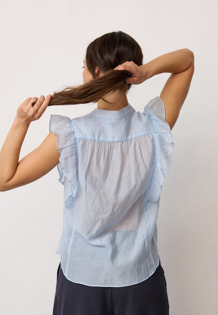 Co´Couture - Avicc Lace Ss V-Top 500168 - 40004 - Pale Blue Toppe 