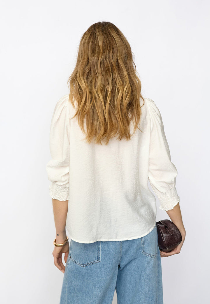 Co´Couture - Callumcc Lace Puff V-Shirt 45173 - 4000 - White Skjorter 