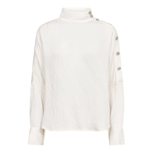 Co´Couture - Camellocc Asym Button Blouse 500433 - 10002 - Off-White Bluser 
