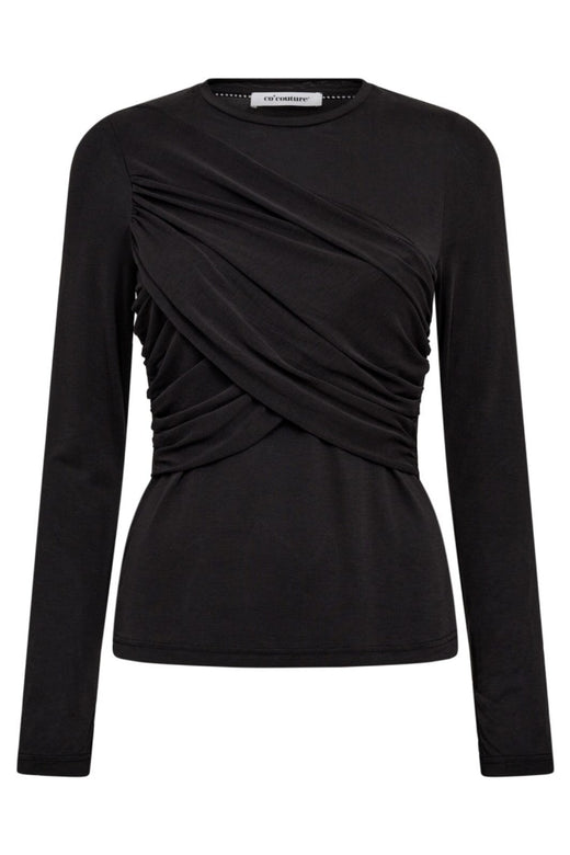 Co´Couture - Camillacc Drape Ls Blouse 33190 - 140 - Dark Grey
