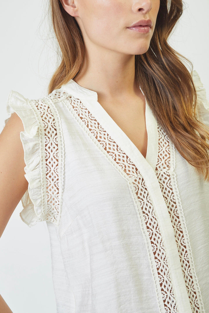 Co´Couture - Caryncc Frill Top 35837 - 11 - Off White T-shirts 