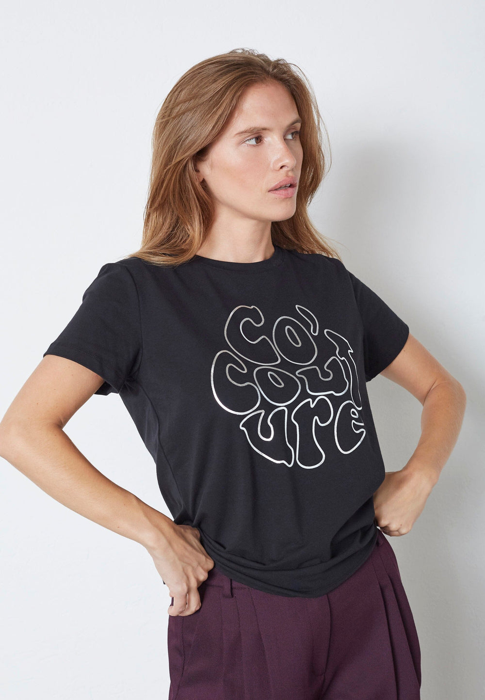 Co´Couture - Co'Couturecc Foil Tee 33198 - 96 - Black T-shirts 