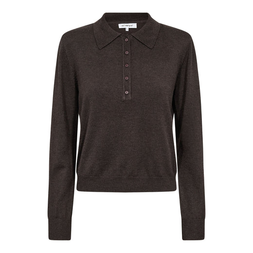 Co´Couture - Corycc Padded Polo Knit 500212 - 20003 - Dark Brown Skjorter 