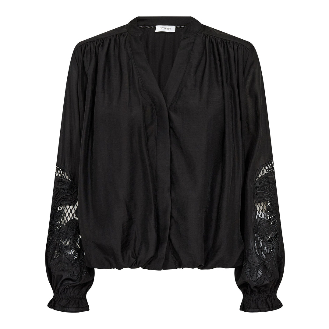 Co´Couture - Delincc Balloon Emb Shirt 500204 - 65001 - Black Skjorter 