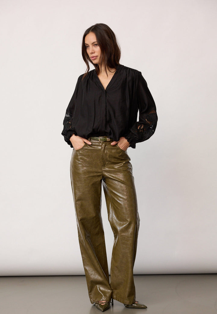 Co´Couture - Delincc Balloon Emb Shirt 500204 - 65001 - Black Skjorter 