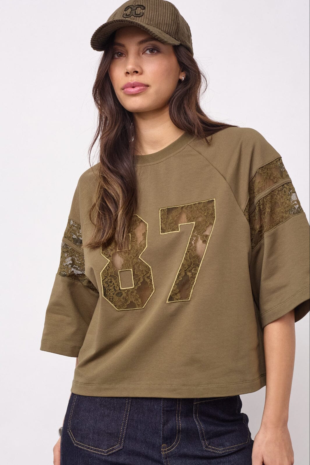 Co´Couture - Elycc 87 Lace Tee Sweat 500029 - 60004 - Army T-shirts 