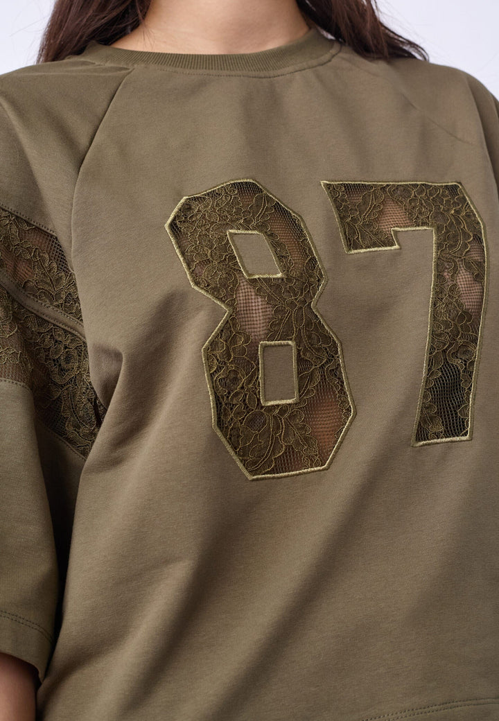 Co´Couture - Elycc 87 Lace Tee Sweat 500029 - 60004 - Army T-shirts 