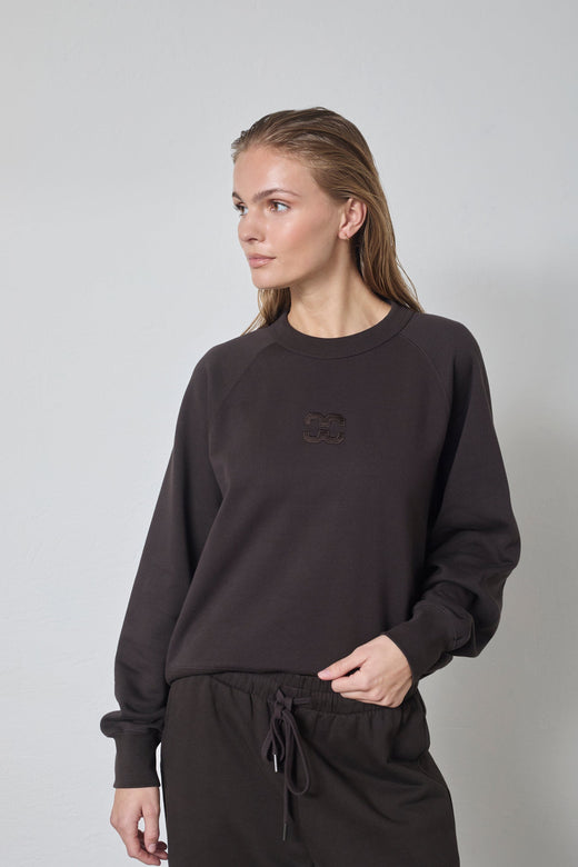 Co´Couture - Eriscc Emb Sweat 47006 - 145 - Dark Brown Sweatshirts 