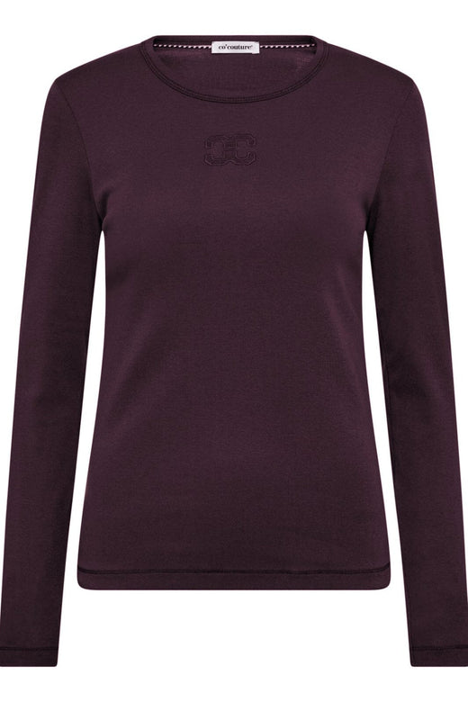 Co´Couture - Grannycc Embroidery Ls Tee 33180 - 67 - Plum Bluser 