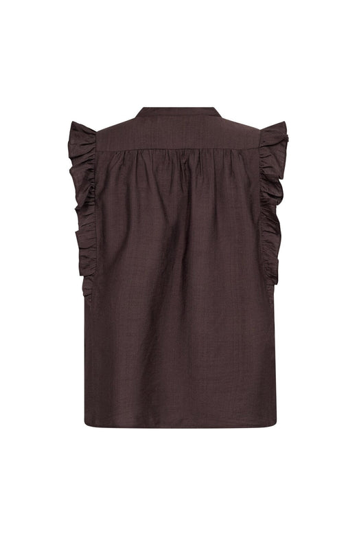 Co´Couture - Heracc Frill Ss V-Top 45165 - 145 - Dark Brown