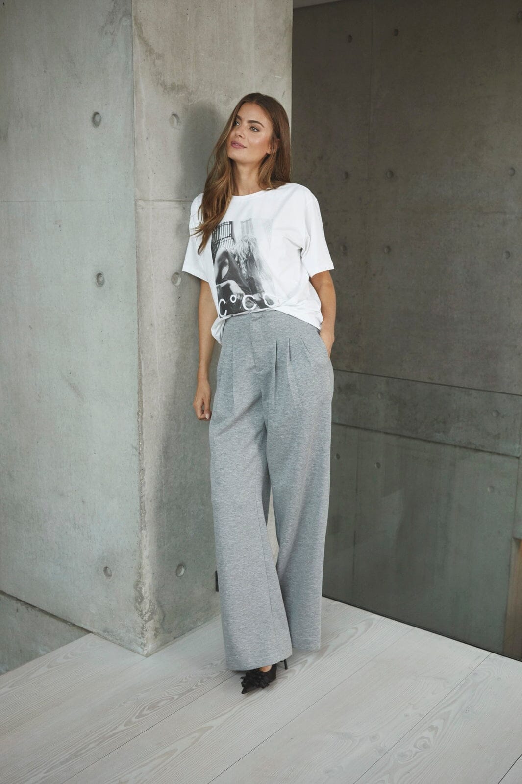 Co´Couture - Lancecc Pleat Sweatpant 41020 - 57 - Grey Melange