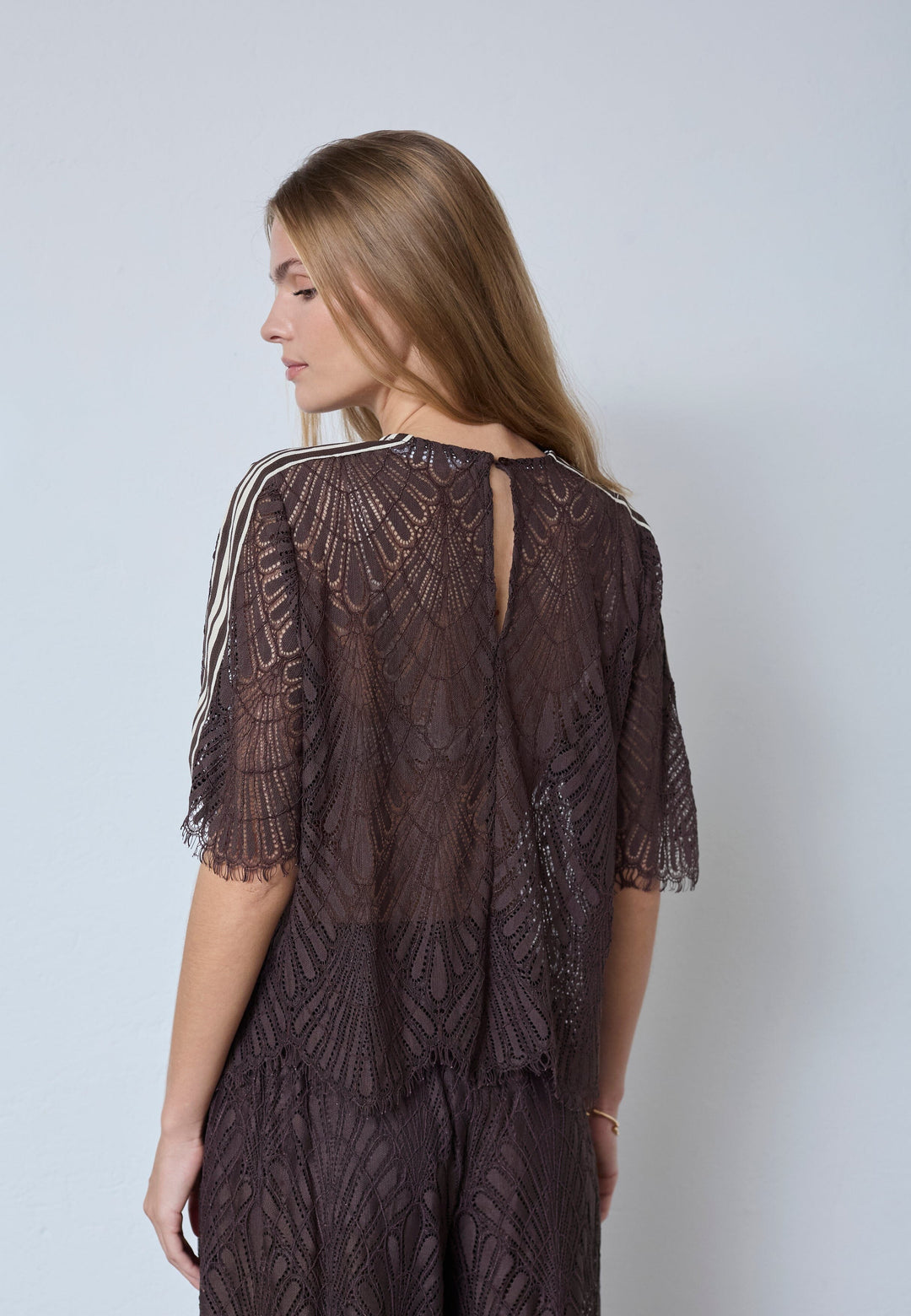 Co´Couture - Leticc Lace Blouse 45049 - 145 - Dark Brown Bluser 