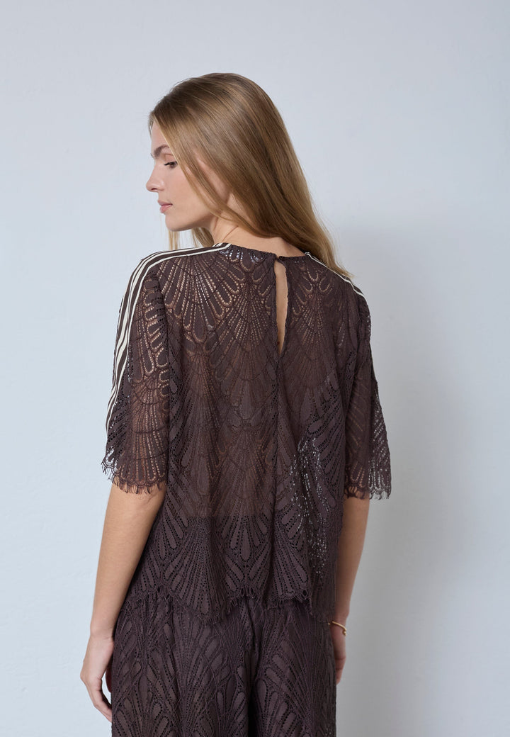 Co´Couture - Leticc Lace Blouse 45049 - 145 - Dark Brown Bluser 