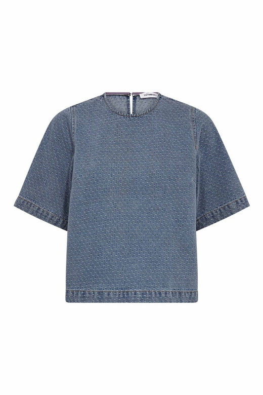 Co´Couture - Lovacc Denim Ss Blouse 45080 - 552 - Denim Blue