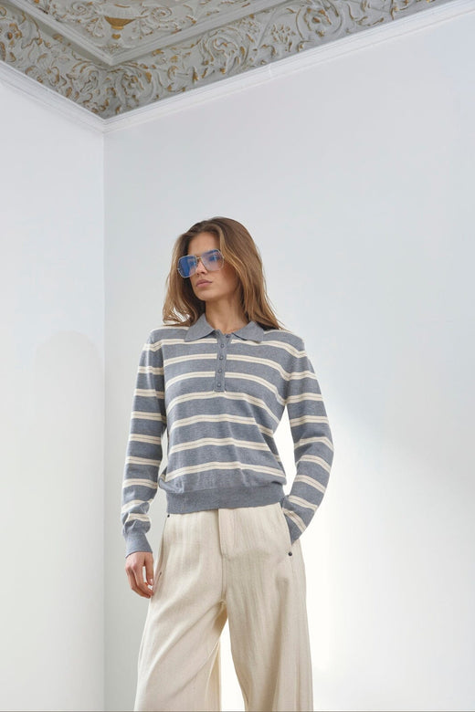 Co´Couture - Luecc Padded Polo Knit 500429 - 10003 - Creme Skjorter 
