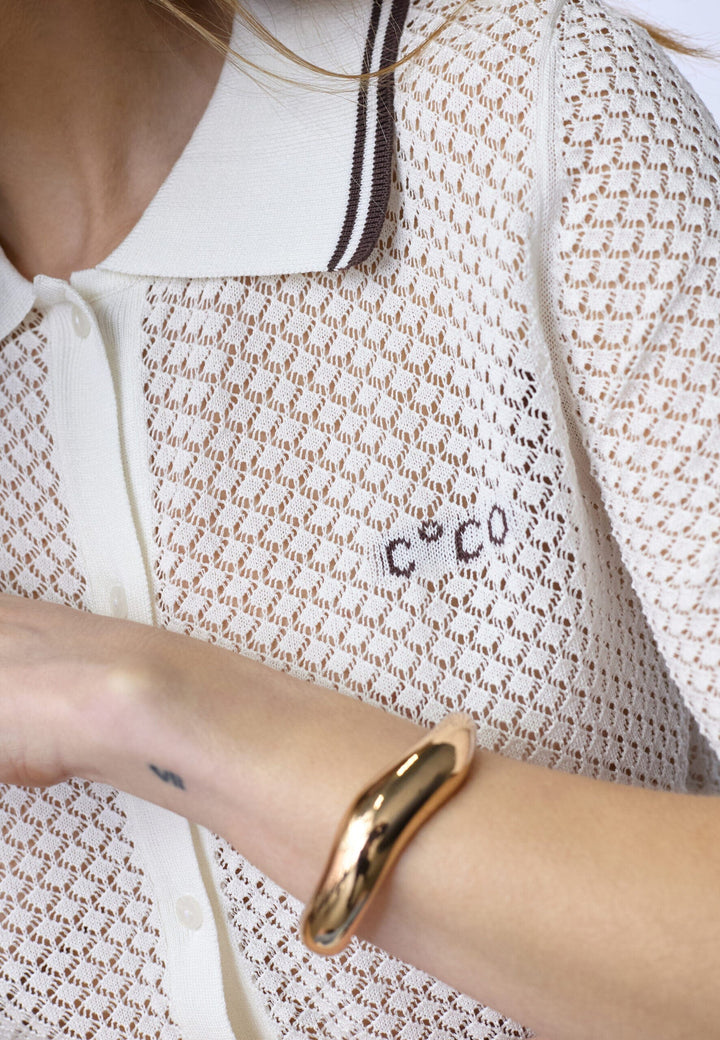 Co´Couture - Luecc Pointelle Ss Cardigan 42028 - 11 - Off White Cardigans 