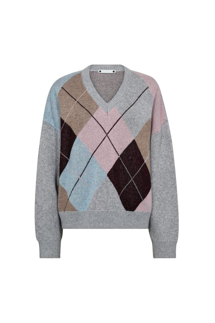 Co´Couture - Majacc Check V-Knit 32218 - 139 - Mid Grey