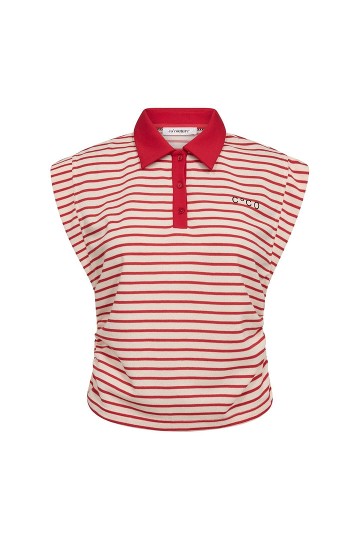 Co´Couture - Normacc Stripe Polo Top 43024 - 66 - Flame