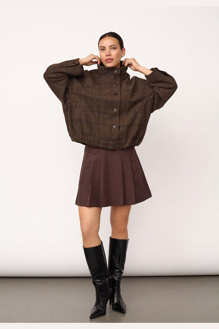 Co´Couture - Olvacc Check Balloon Jacket 500170 - 20003 - Dark Brown