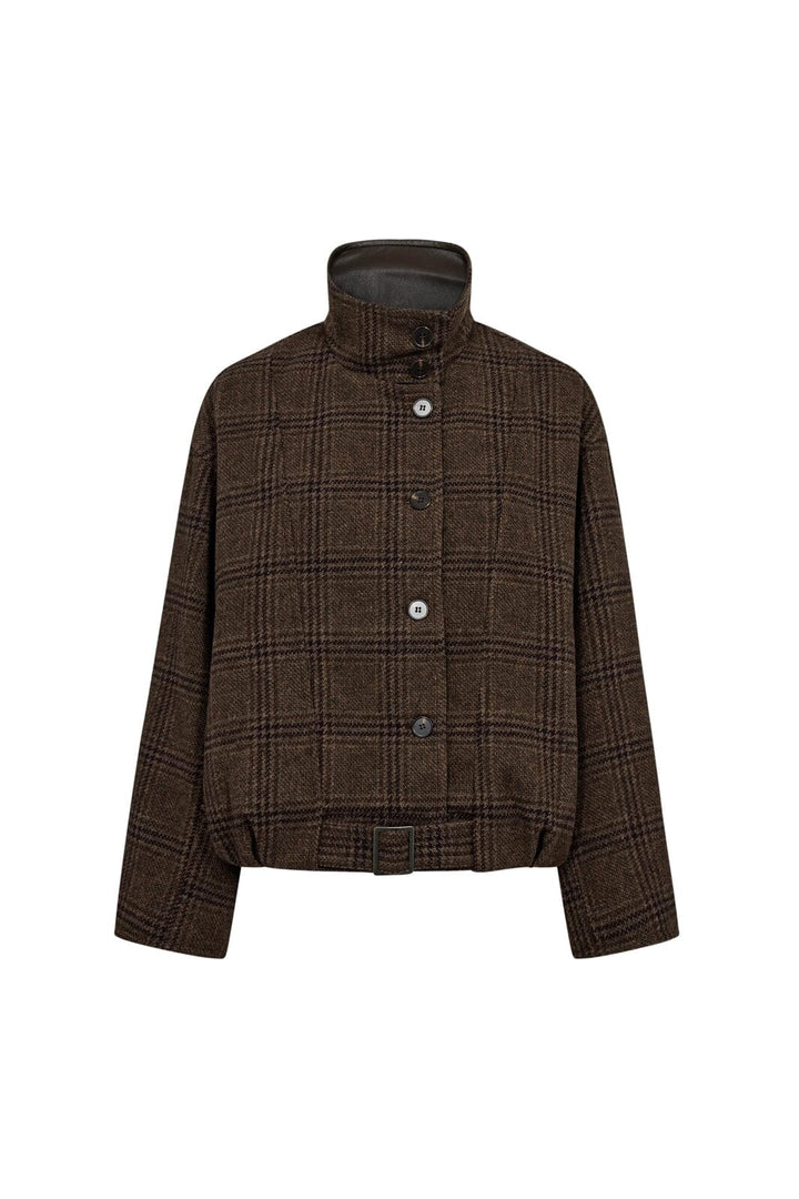 Co´Couture - Olvacc Check Balloon Jacket 500170 - 20003 - Dark Brown