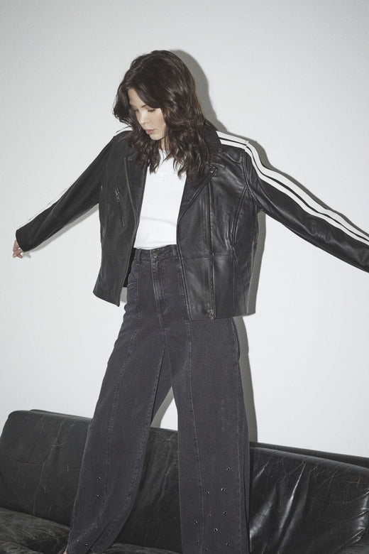 Co´Couture - Phoebecc Leather Race Jacket 30336 - 96 - Black