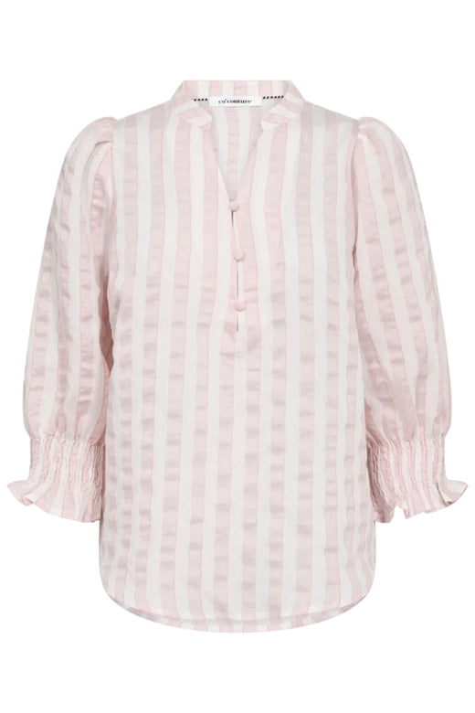 Co´Couture - Sailacc Stripe Ss V-Blouse 500092 - 35006 - Rosebloom Bluser 